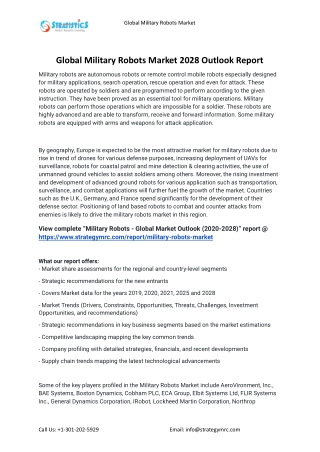 2021 Military Robots Industry Global Analysis Report