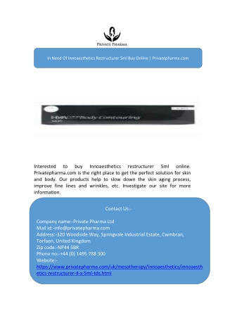 In Need Of Innoaesthetics Restructurer 5ml Buy Online | Privatepharma.com