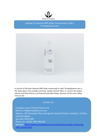 Looking For Hyacorp Mlf2 Body Contouring For Sale | Privatepharma.com