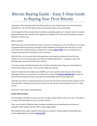 Bitcoin Buying Guide