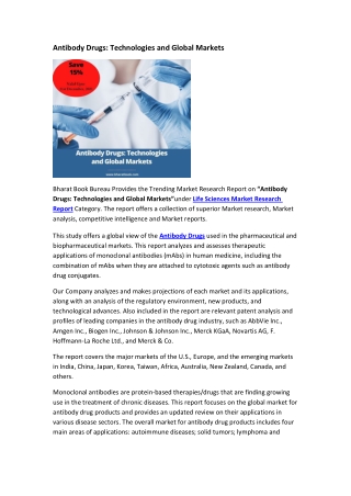 Antibody Drugs Technologies and Global Markets