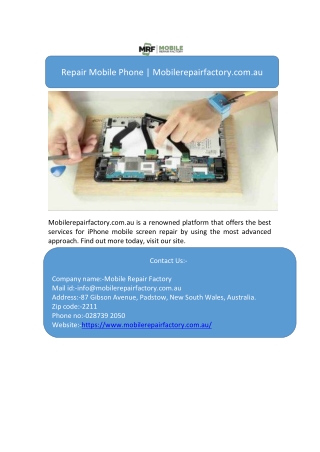 Repair Mobile Phone | Mobilerepairfactory.com.au