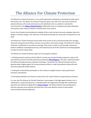 The Alliance For Climate Protection