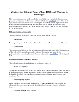 What are the Different Types of Toned Milk and what are Its Advantages.docx