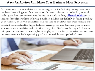 Ways An Advisor Can Make Your Business More Successful