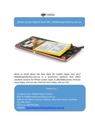Iphone Screen Repairs Near Me | Mobilerepairfactory.com.au