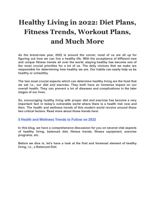 Healthy Living in 2022: Diet Plans, Fitness Trends, Workout Plans, and Much More