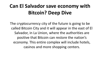 Can El Salvador save economy with Bitcoin? Deep Dive