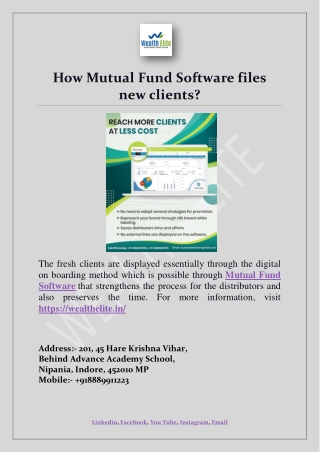 How Mutual Fund Software files new clients
