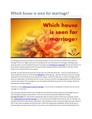 Which House is Seen For Marriage