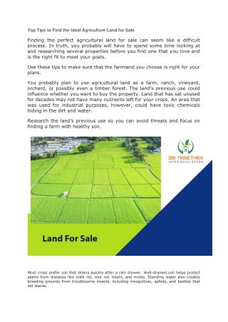 Top Tips to Find the Ideal Agriculture Land for Sale-converted