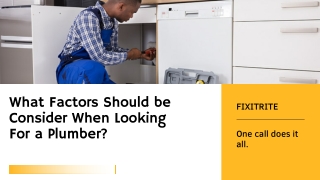 What Factors Should be Consider When Looking For a Plumber