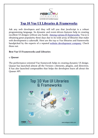 Top 10 Vue UI Libraries & Frameworks