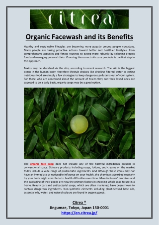 Organic Facewash and its Benefits