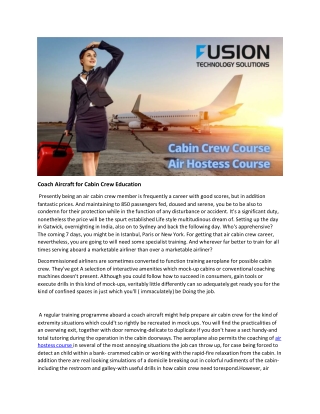 Indicators On cabin crew course
