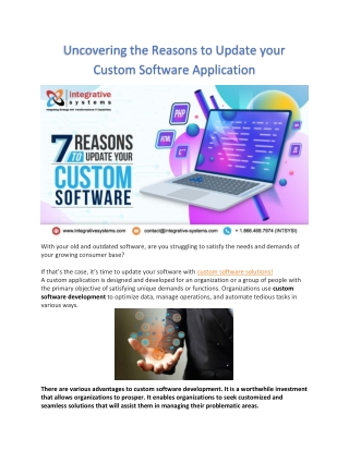 Uncovering the Reasons to Update your Custom Software Application