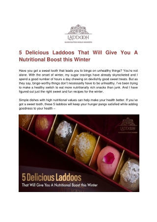 5 Delicious Laddoos That Will Give You A Nutritional Boost this Winter