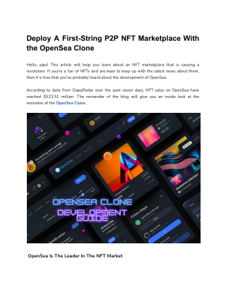 Deploy a First-String P2P NFT Marketplace With the OpenSea Clone