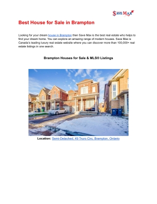 best house for sale in brampton