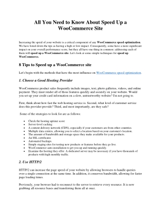 All You Need to Know About Speed Up a Woo Commerce Site