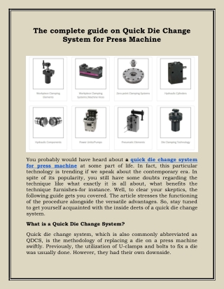 The complete guide on Quick Die Change System for Press Machine (1)