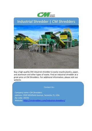 Industrial Shredder | CM Shredders