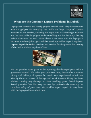 What are the Common Laptop Problems in Dubai?