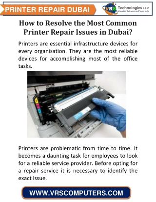How to Resolve the Most Common Printer Repair Issues in Dubai