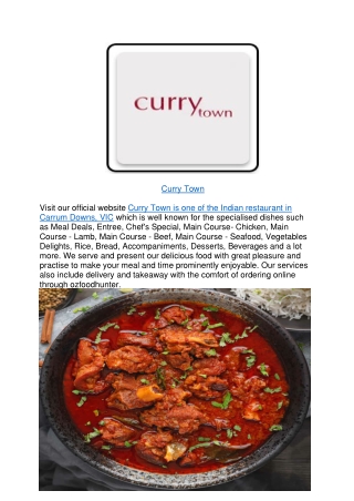 10% off - Curry Town Carrum Downs Indian Restaurant Menu,VIC