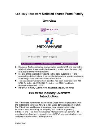 Can I Buy Hexaware Unlisted shares