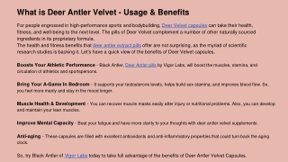 What is Deer Antler Velvet - Usage & Benefits