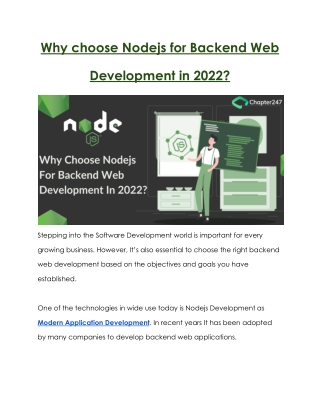 Why choose Nodejs for Backend Web Development in 2022?