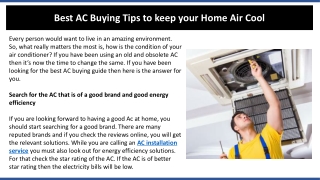 Best AC Buying Tips to keep your home Air Cool