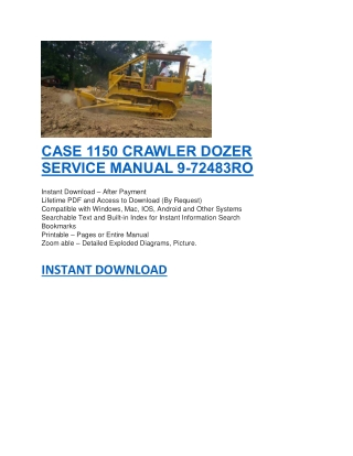 CASE 1150 CRAWLER DOZER SERVICE MANUAL 9-72483RO 2