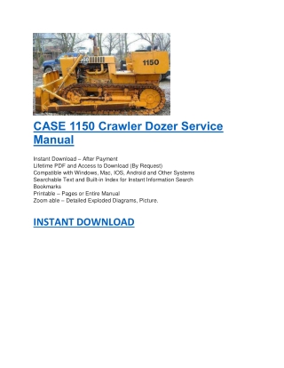CASE 1150 Crawler Dozer Service Manual