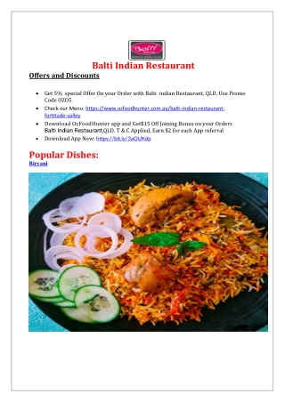 5% off  Balti Indian Restaurant Takeaway Fortitude Valley, QLD (1)