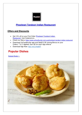 25% off - Phoolwari Tandoori Indian Restaurant Ringwood Menu, VIC