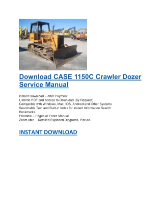 Download CASE 1150C Crawler Dozer Service Manual