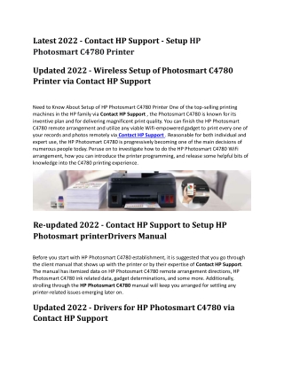 Updated 2022 - Wireless Setup of Photosmart C4780 Printer via Contact HP Support