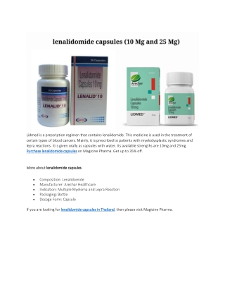lenalidomide capsules in Thailand