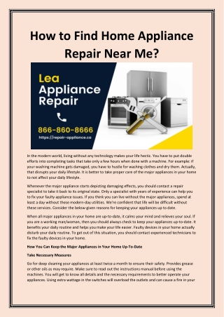 How to Find Home Appliance Repair Near Me