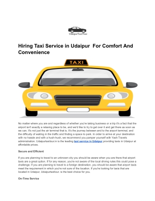 Hiring Taxi Service in Udaipur For Comfort And Convenience