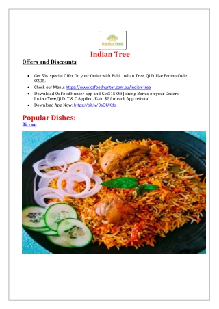 5% off  Indian Tree Menu - Toowoomba takeaway, QLD