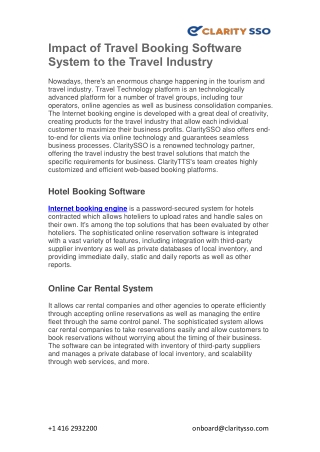 Impact of Travel Booking Software System to the Travel Industry