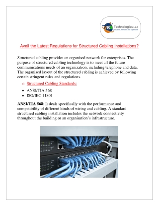 Avail the Latest Regulations for Structured Cabling Installations?
