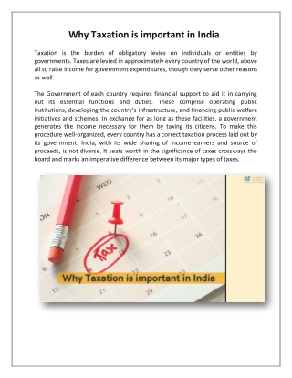 Why Taxation is important in India ChoksiTax