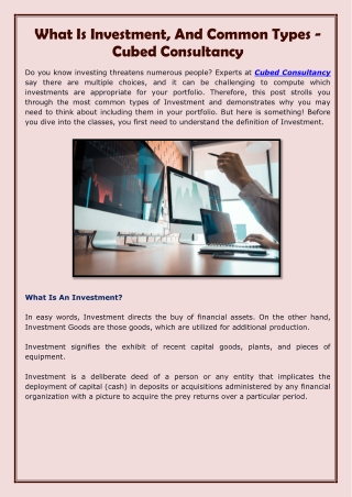 What Is Investment, And Common Types - Cubed Consultancy-converted