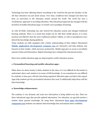 how mobile apps improving the edocation sector