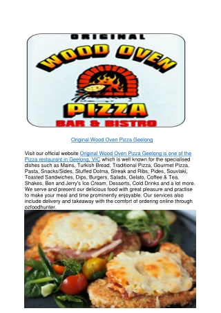 10% off - Original Wood Oven Pizza delivery Menu Geelong,VIC