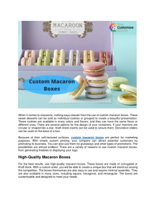 Benefits Of Custom Macaron Boxes for Confectionery Businesses